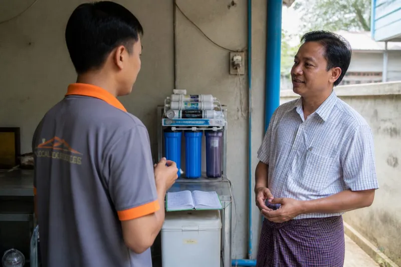 Local Yangon RO support path — showroom, Viber and spare parts after the sale