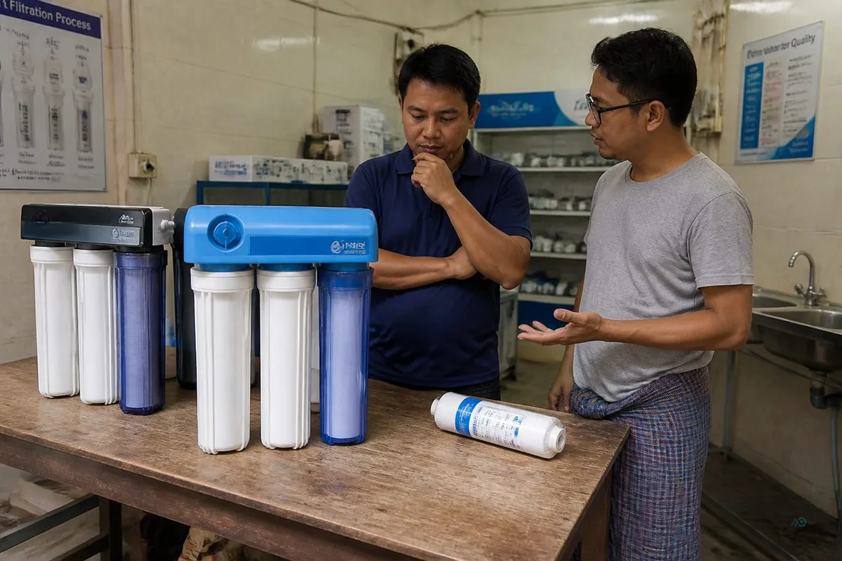Yangon buyer comparing a friend's RO machine with their own kitchen needs