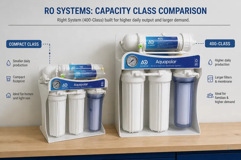 Capacity class — small home RO vs higher-demand class