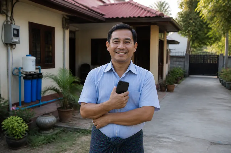 Myanmar family preparing for hot-season RO peak demand at AQUAPOLAR