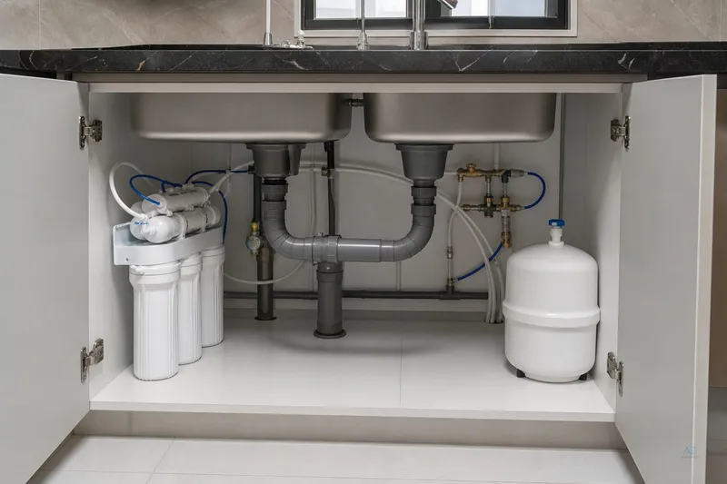 Apartment kitchen plumbing — drain, pressure and building rules before RO install