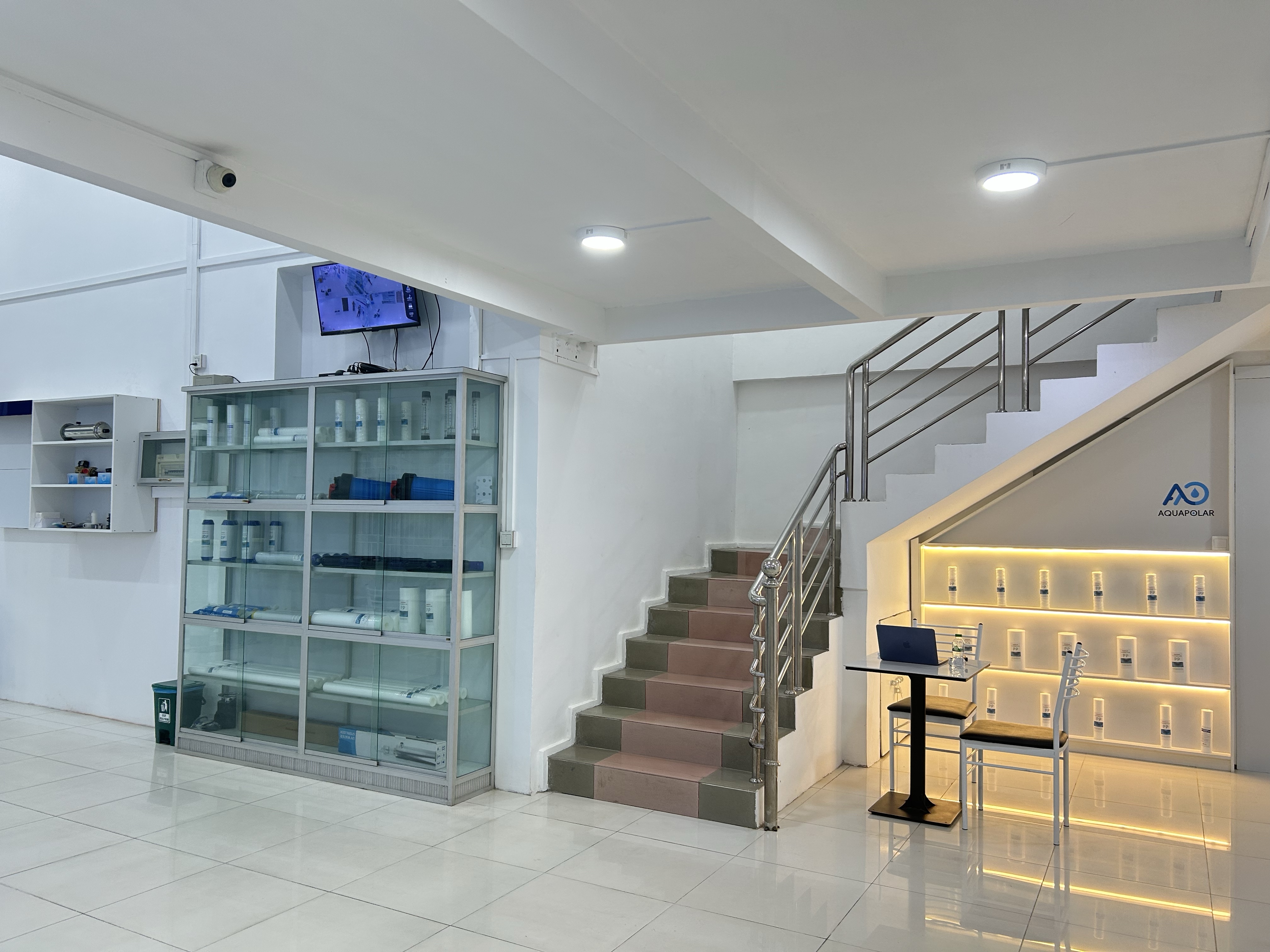 Lobby and product cabinets inside