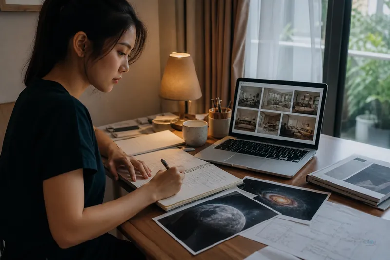 Homeowner preparing notes and photos before showroom visit