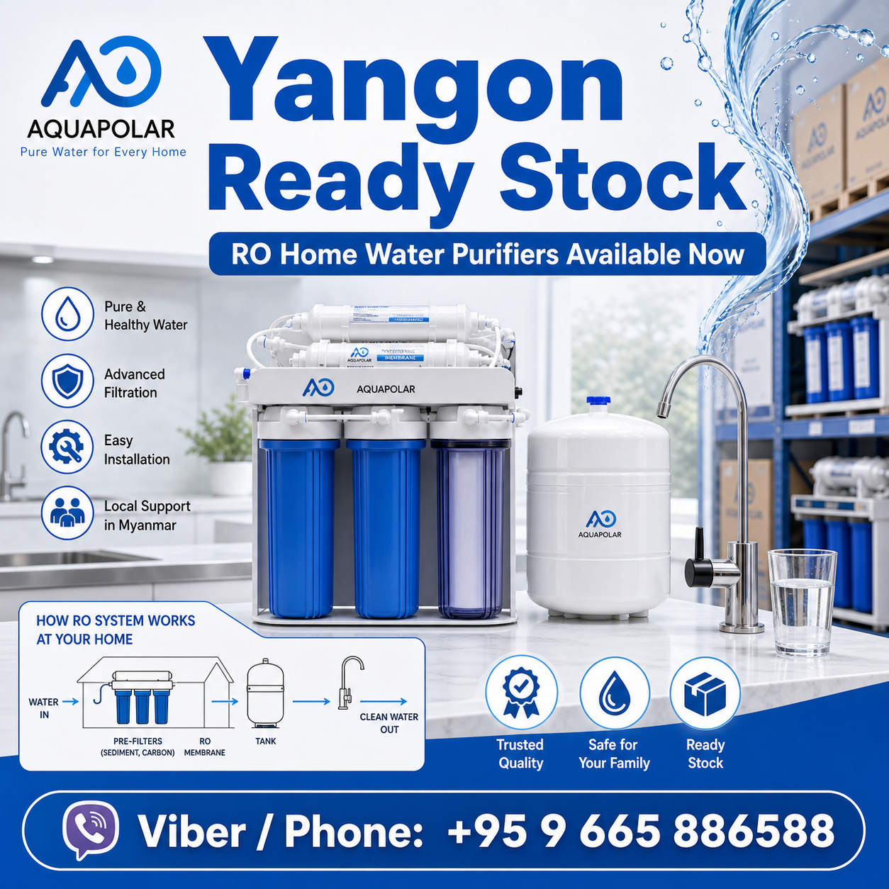 AQUAPOLAR RO home system ready stock lifestyle